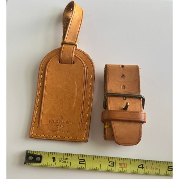 Authentic Louis Vuitton Vachetta Leather Name Luggage Tag‎ And Poignet Set SN408 - Picture 4 of 4